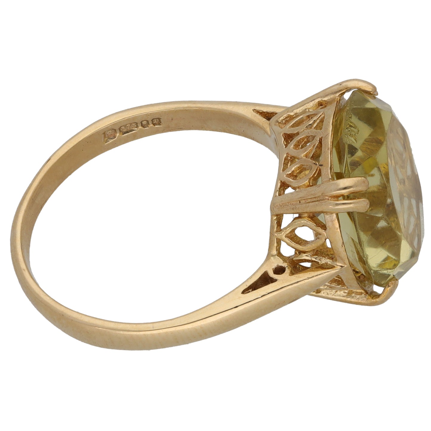 9ct Gold Citrine Single Stone Ring Size P