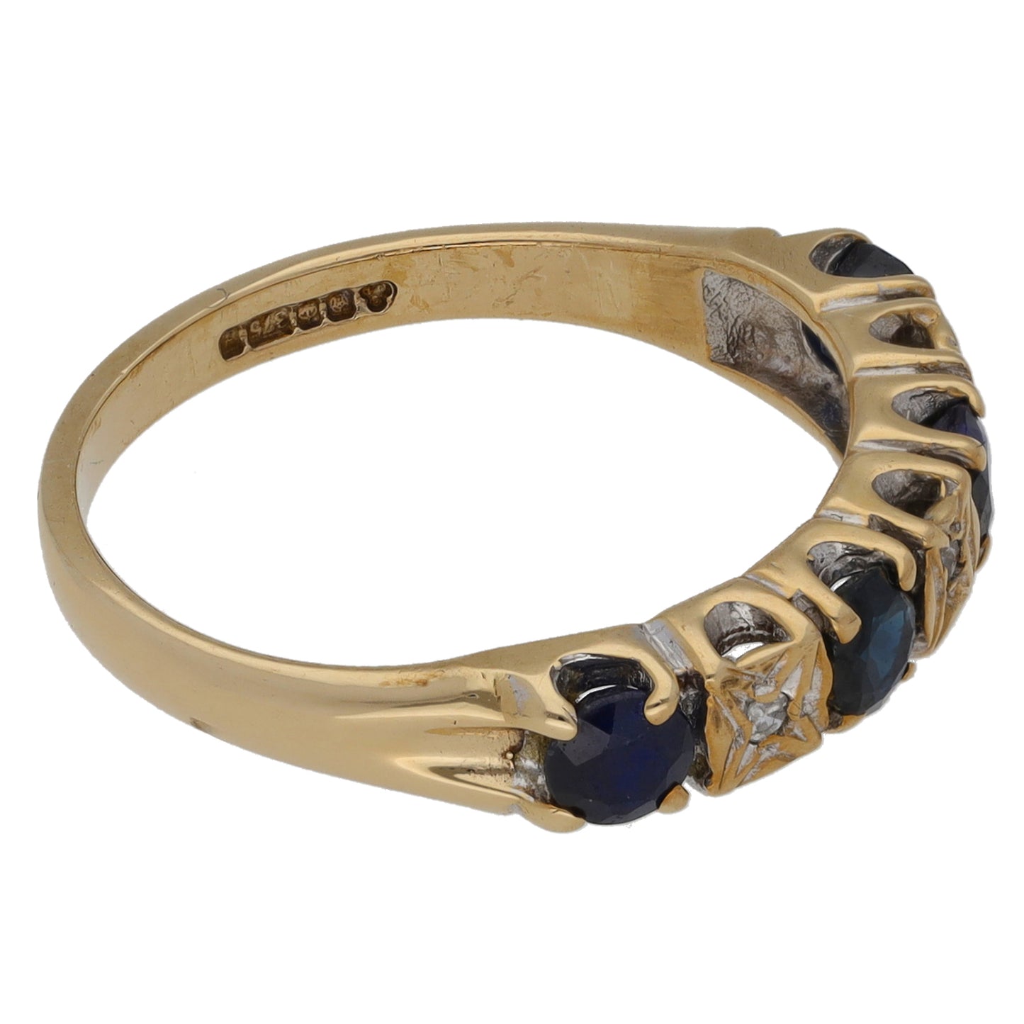 9ct Gold 0.03ct Diamond & Sapphire Half Eternity Ring Size M