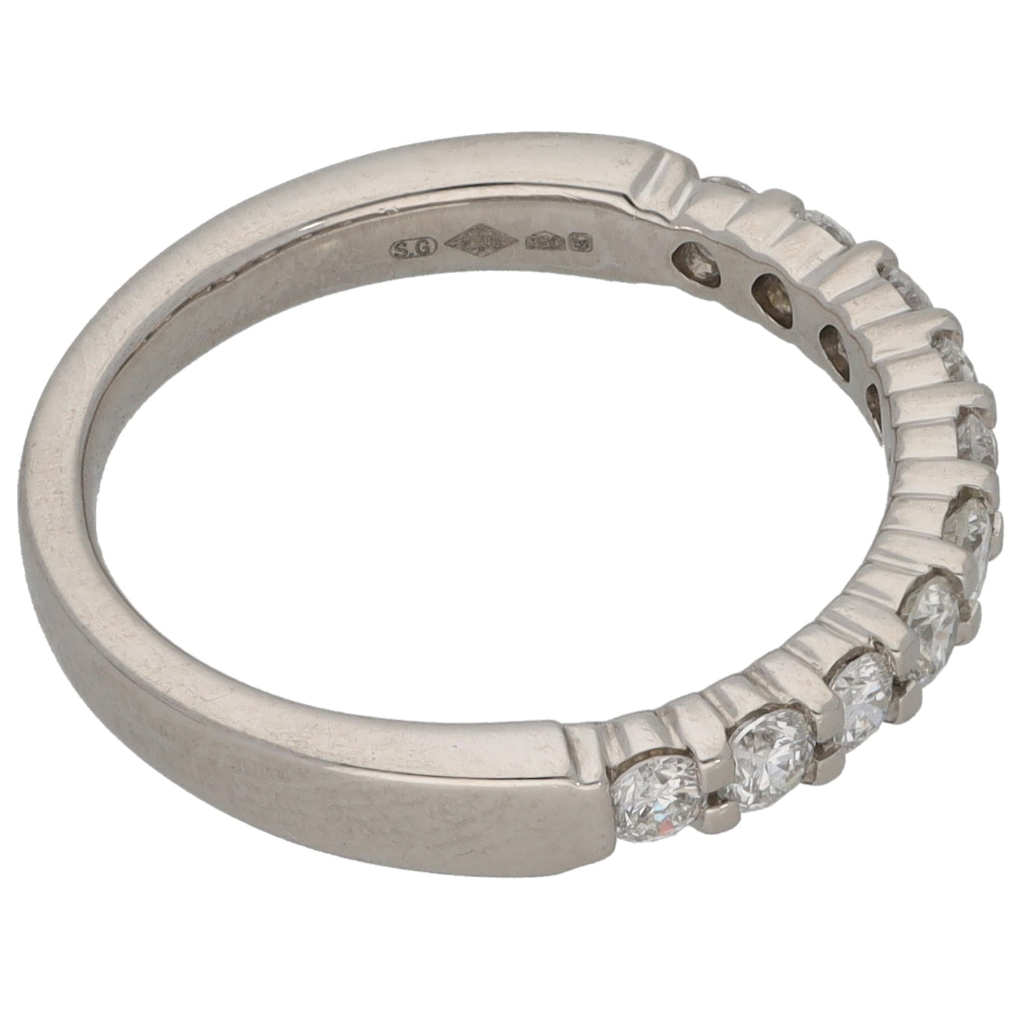 Platinum 0.50ct Diamond Half Eternity Ring Size K