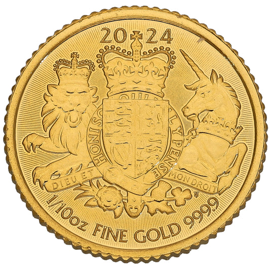 24ct Gold Royal Coat Of Arms 1/10 OZ Coin 2024