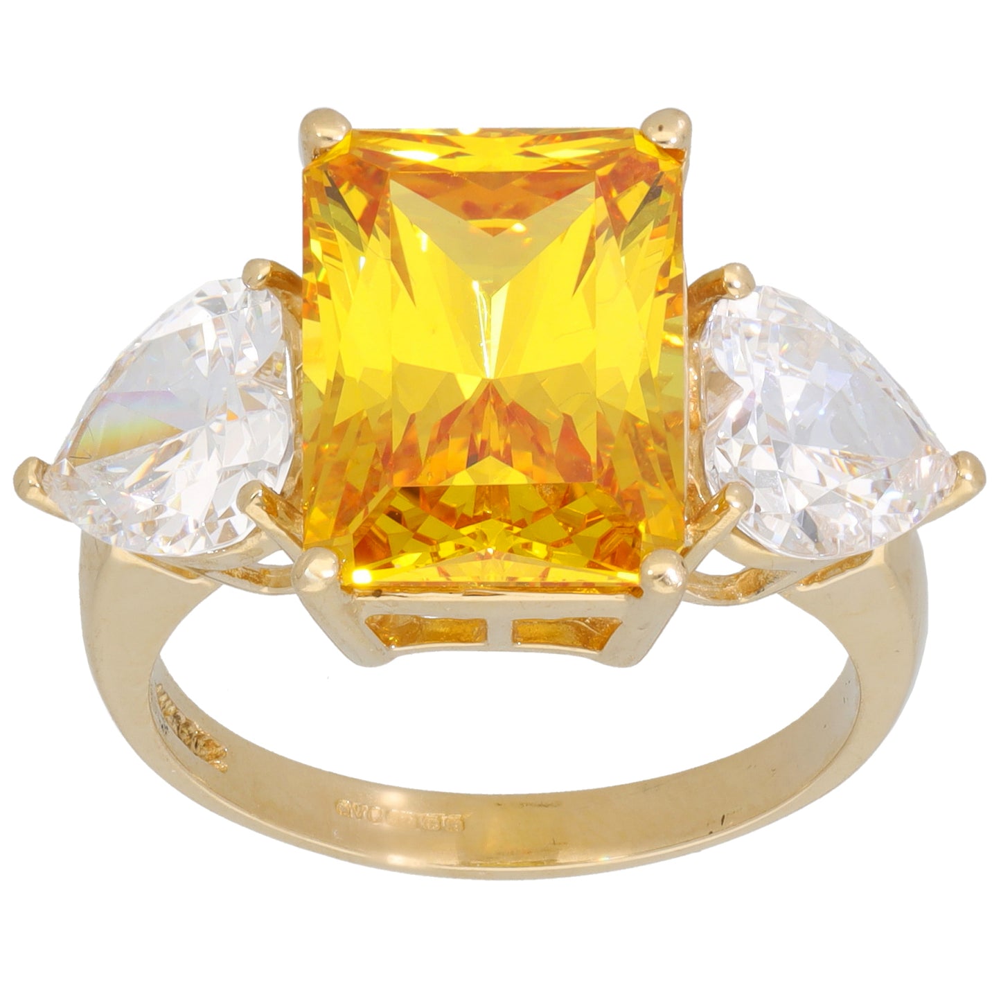 14ct Gold Cubic Zirconia Trilogy Ring Size S
