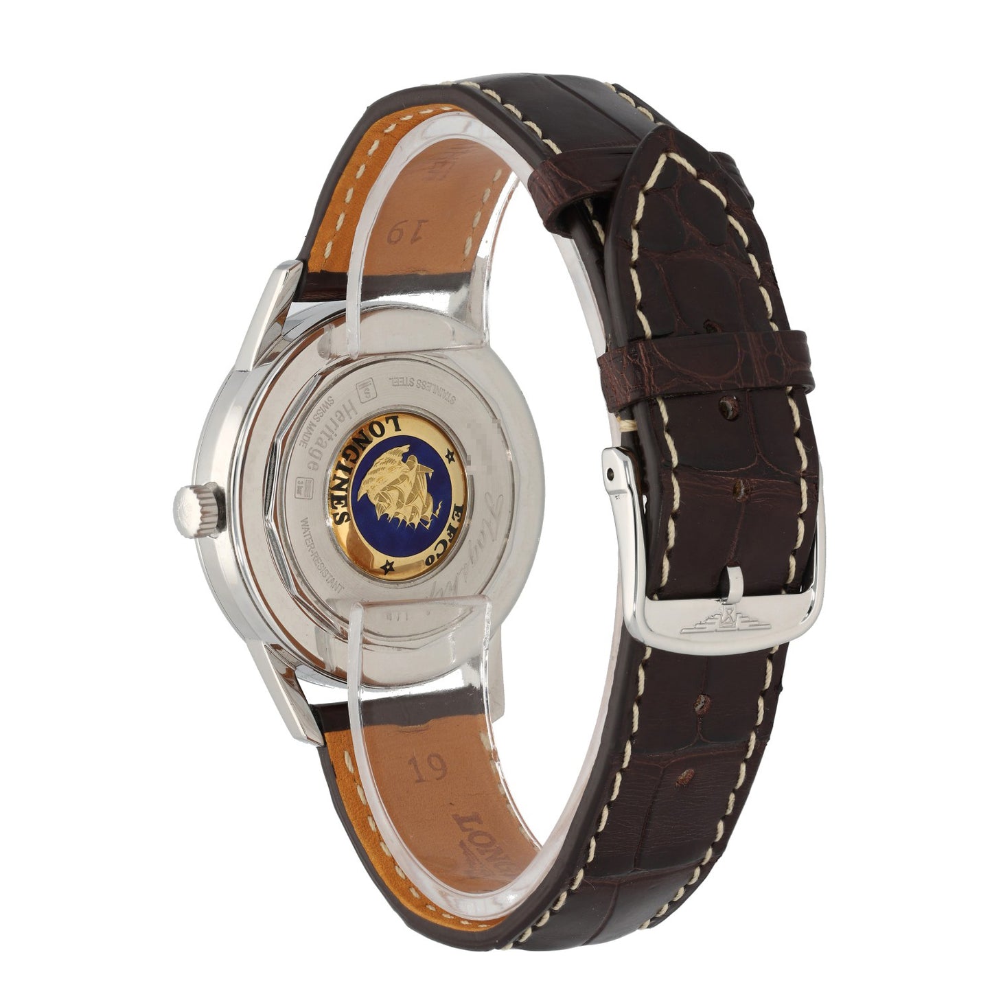 Longines Flagship L4.795.4, cream dial, stainless steel case, brown leather bracelet