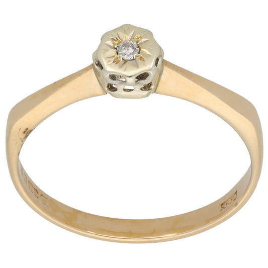 9ct Gold 0.01ct Diamond Solitaire Ring Size P