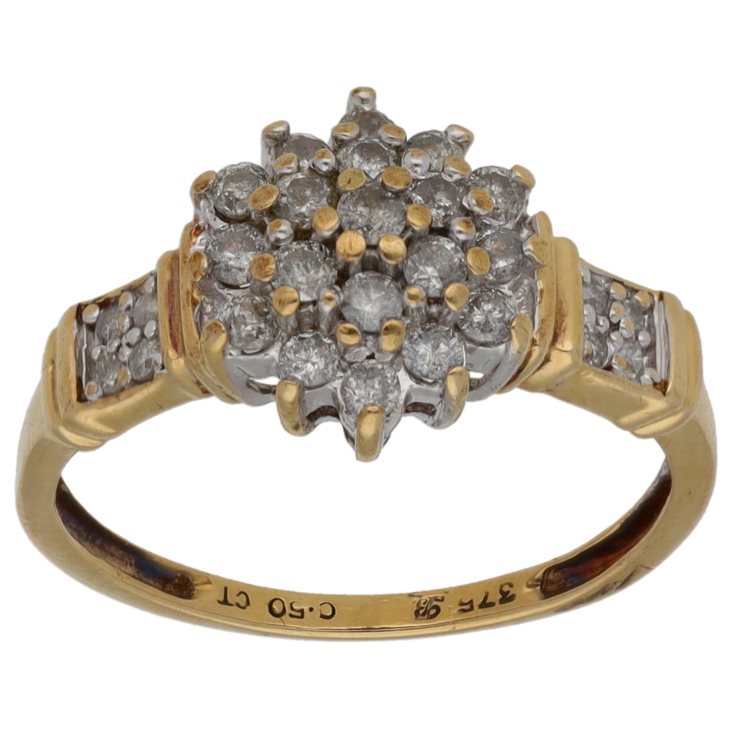 9ct Gold 0.50ct Diamond Cluster Ring Size N
