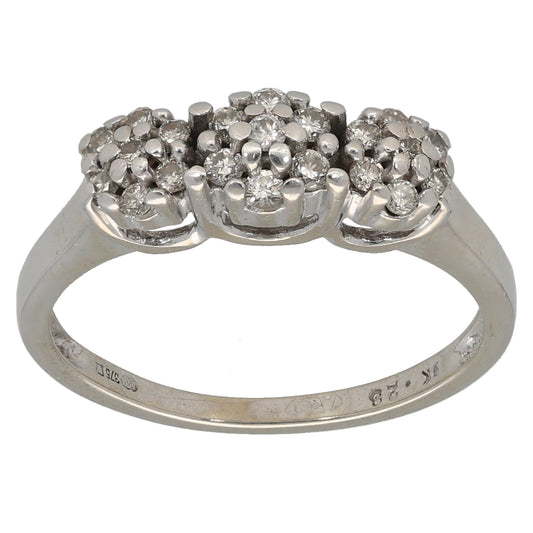 9ct White Gold 0.01ct Round Diamond Dress/Cocktail Ring Size M