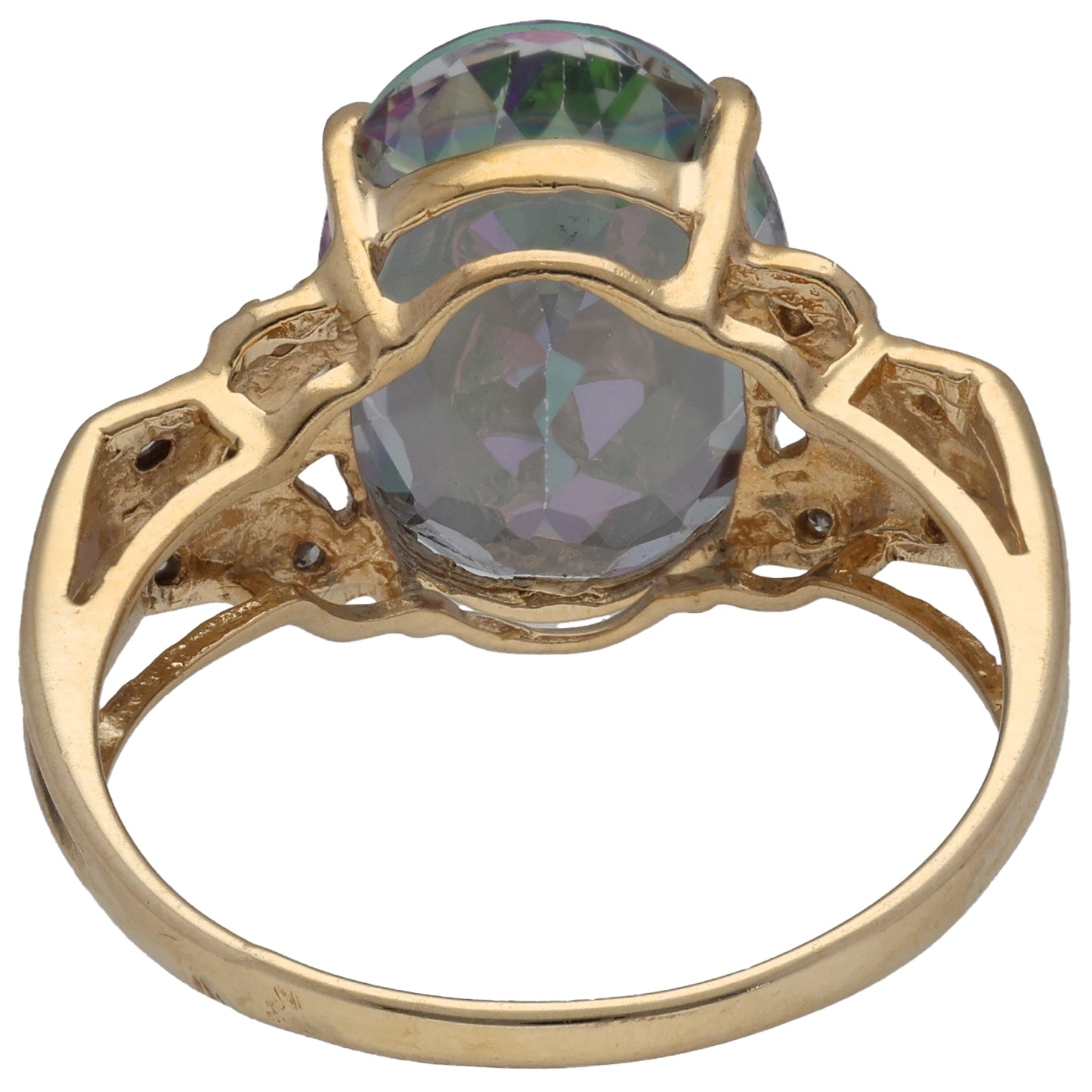 9ct Gold Coated Topaz & 0.05ct Diamond Dress/Cocktail Ring Size Q