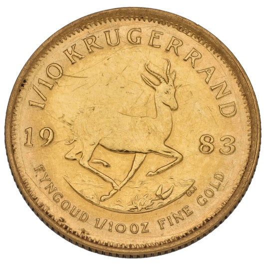 22ct Gold 1/10 OZ Krugerrand Coin 1983