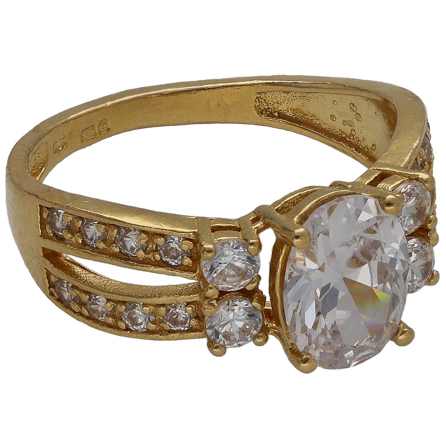 22ct Gold Imitation Single Stone Ring With Accents Size L