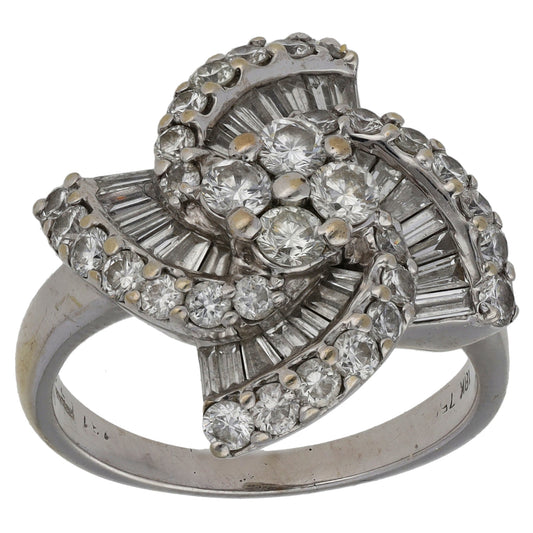 18ct White Gold 1.32ct Diamond Dress/Cocktail Ring Size O