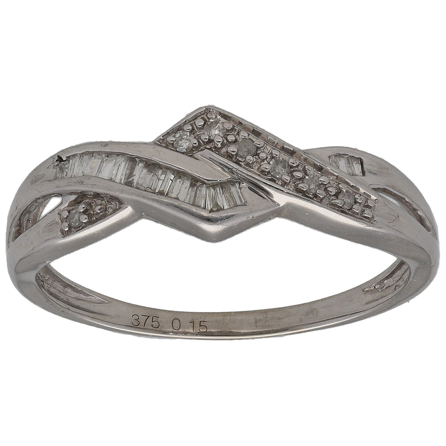 9ct White Gold 0.15ct Diamond Dress/Cocktail Ring Size P