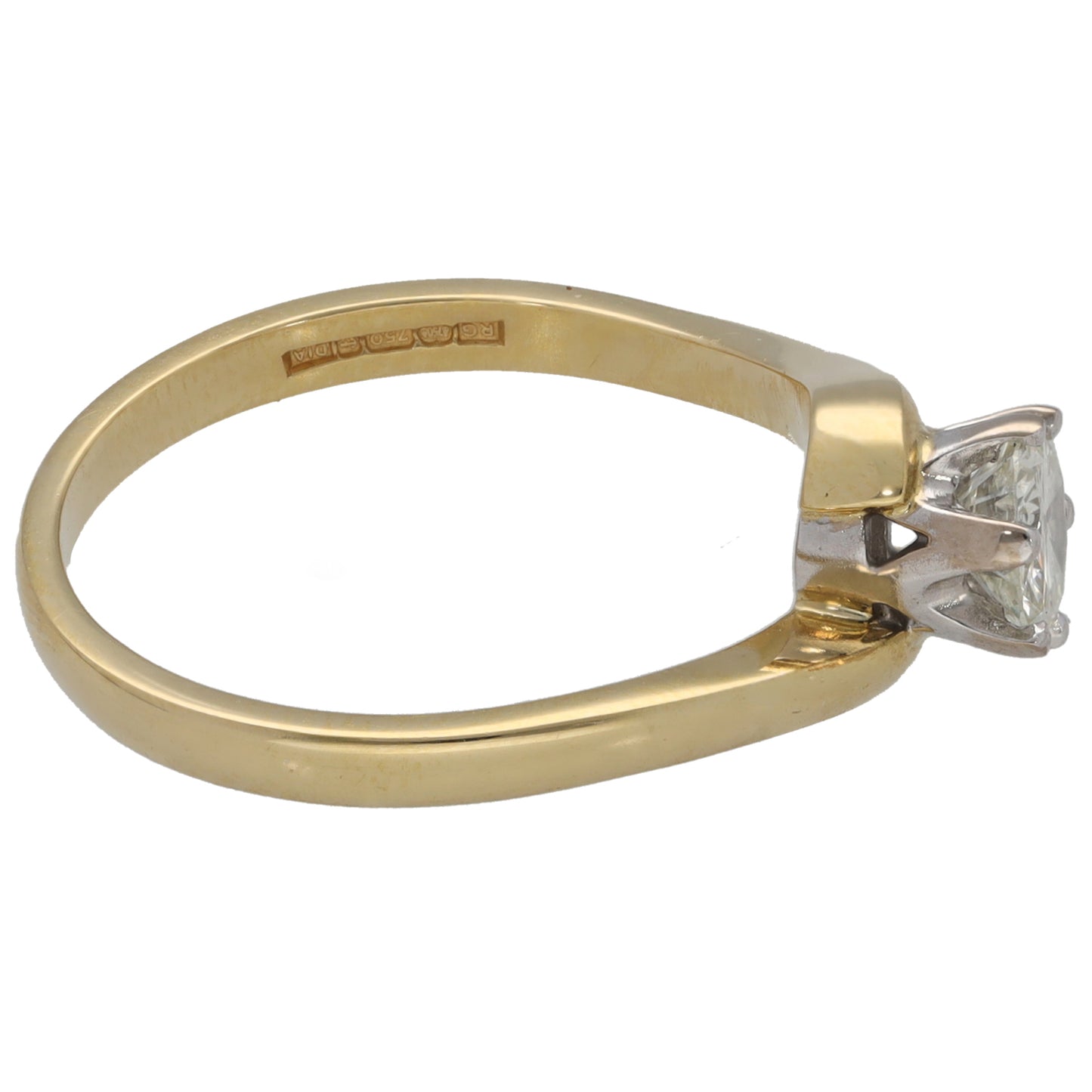 18ct Gold 0.50ct Diamond Solitaire Ring Size O