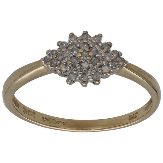 9ct Gold 0.15ct Diamond Cluster Ring Size N