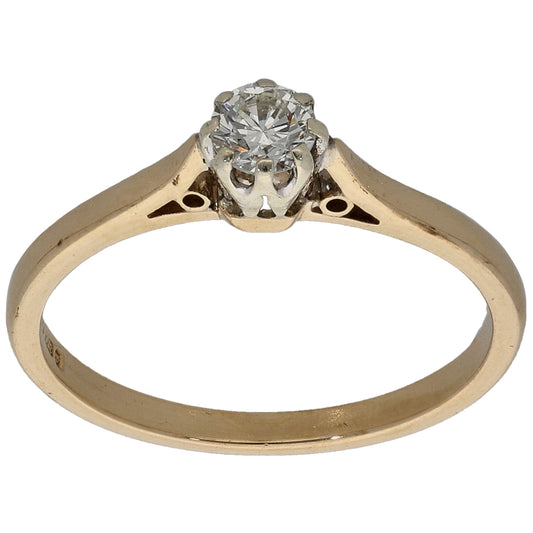 9ct Gold 0.20ct Diamond Solitaire Ring Size L