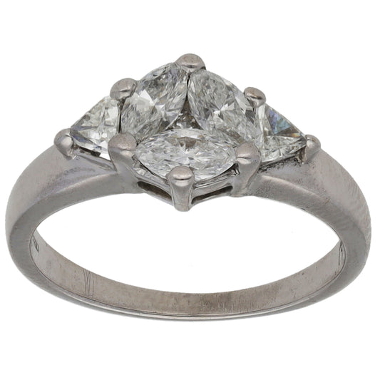 18ct White Gold 0.86ct Diamond Cluster Ring Size L