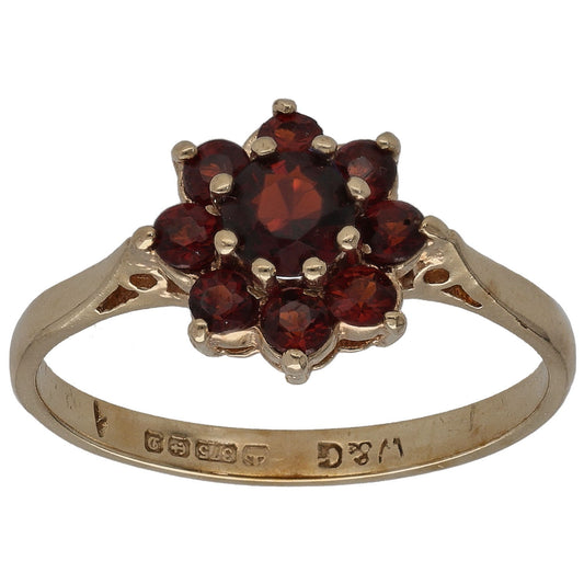 9ct Gold Garnet Single Stone Ring With Accents Size M