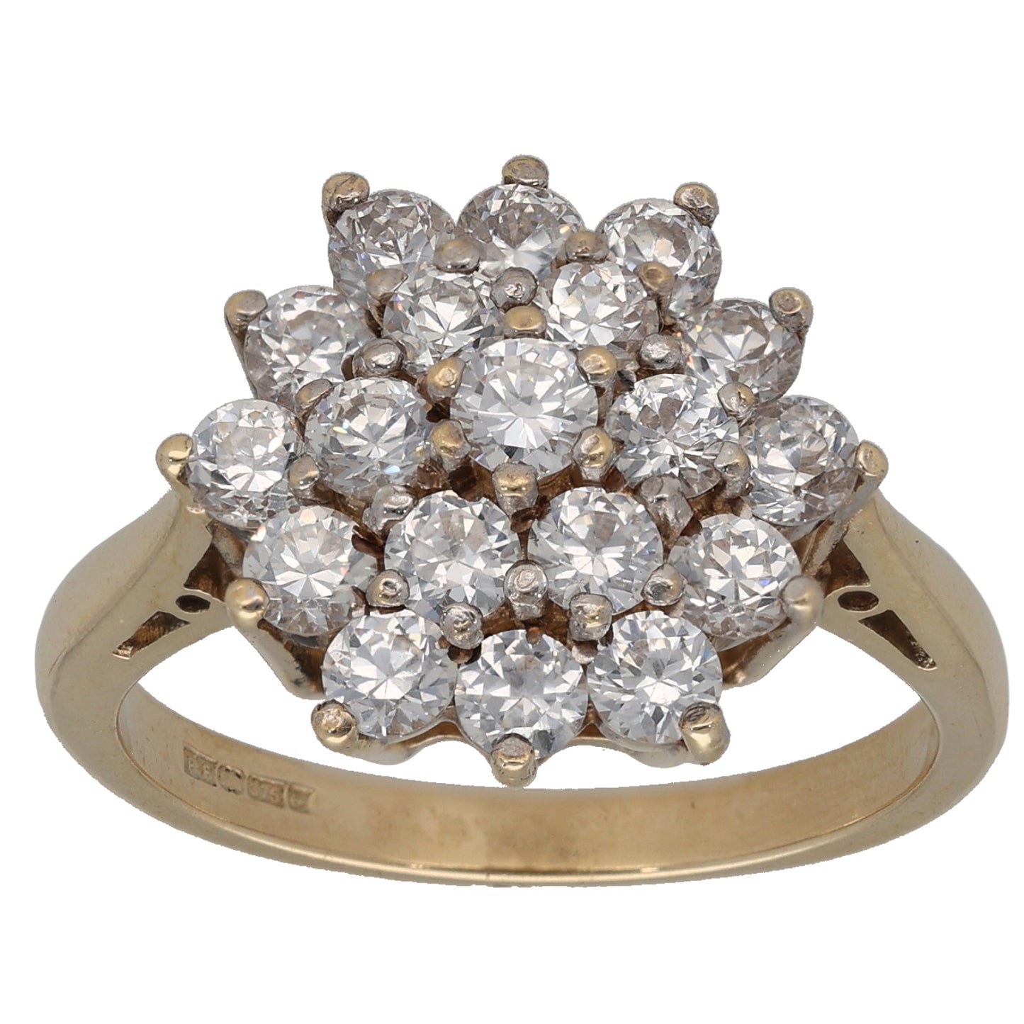 9ct Gold Cubic Zirconia Cluster Ring Size S