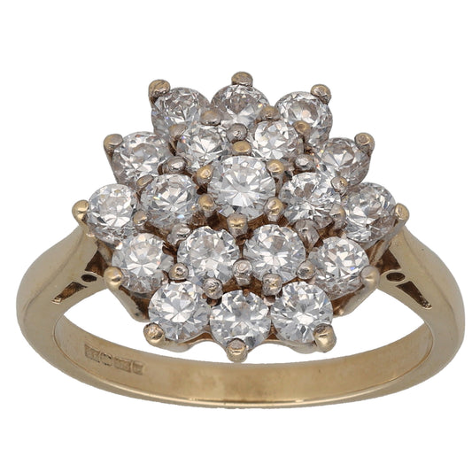 9ct Gold Cubic Zirconia Cluster Ring Size S