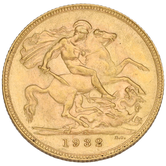 22ct Gold King George V Full Sovereign Coin 1932