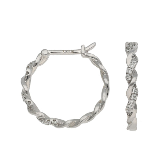 9ct White Gold 0.30ct Diamond Hoop Earrings