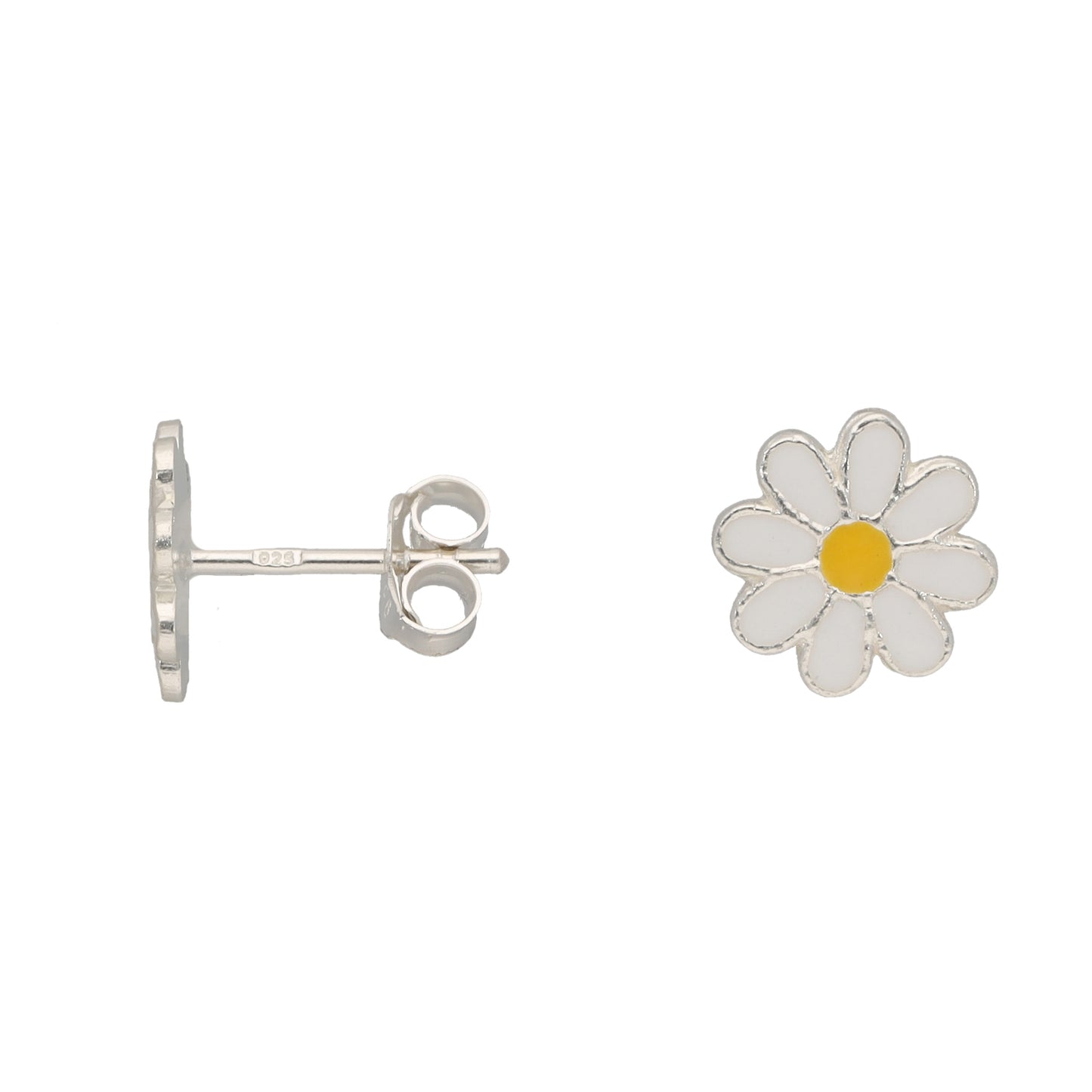 New Sterling Silver White Flower Stud Earrings