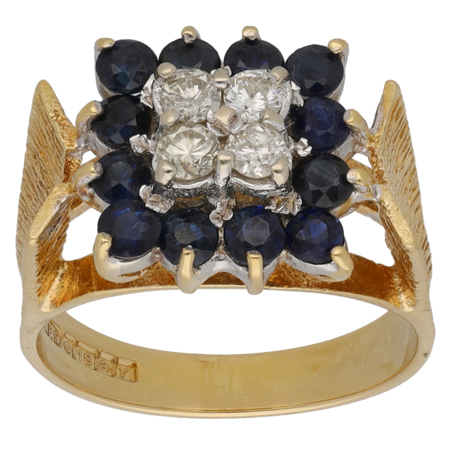 18ct Gold Sapphire & 0.28ct Diamond Dress/Cocktail Ring Size M