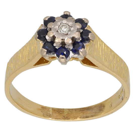 18ct Gold 0.01ct Diamond & Sapphire Dress/Cocktail Ring Size M