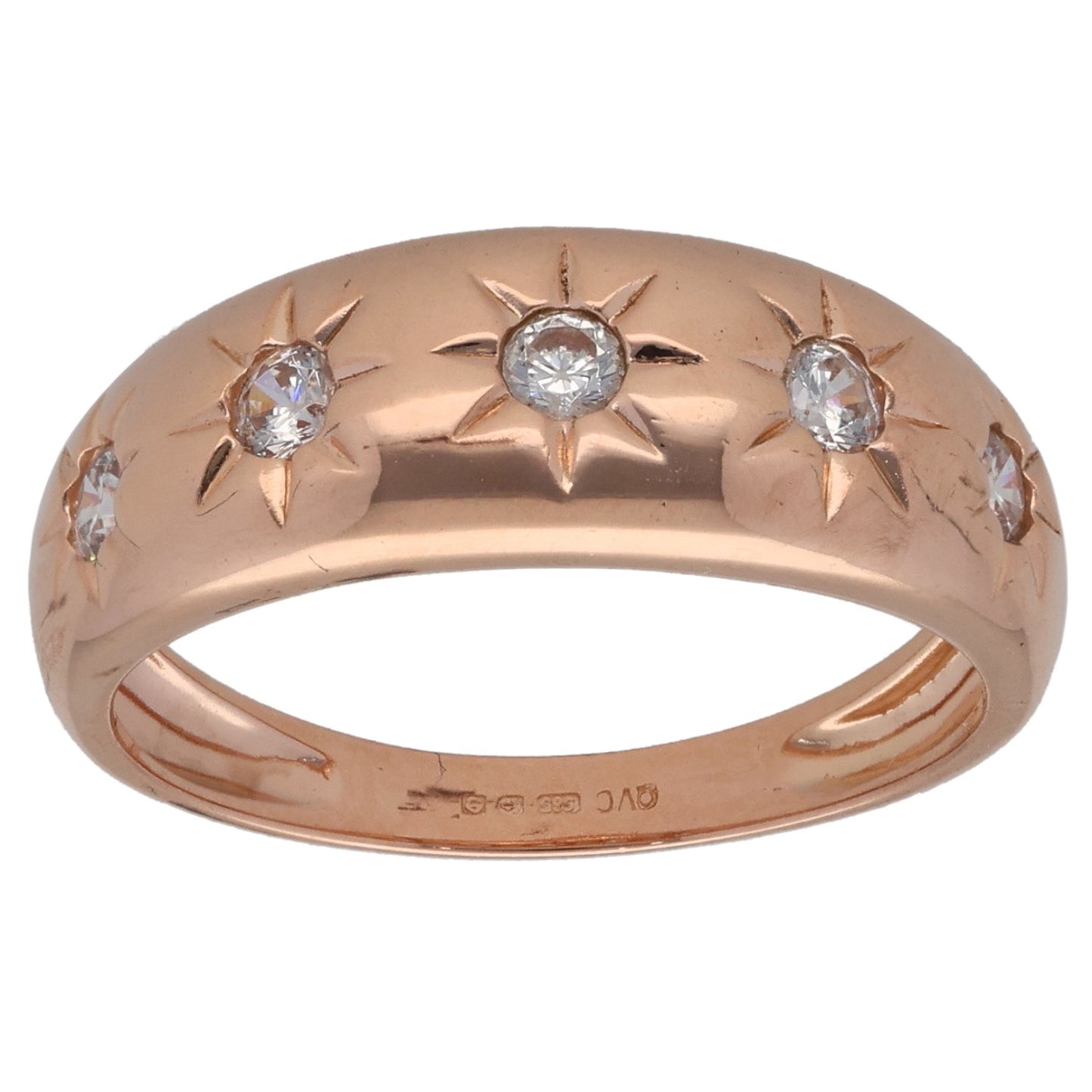 14ct Gold Cubic Zirconia Dress/Cocktail Ring Size O