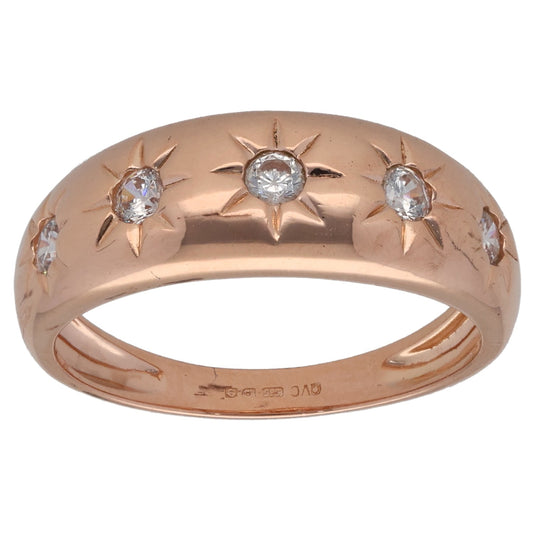 14ct Gold Cubic Zirconia Dress/Cocktail Ring Size O