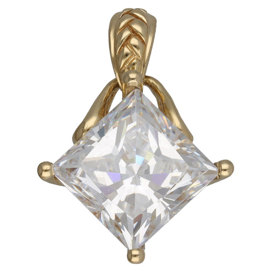 14ct Gold Cubic Zirconia Single Stone Pendant