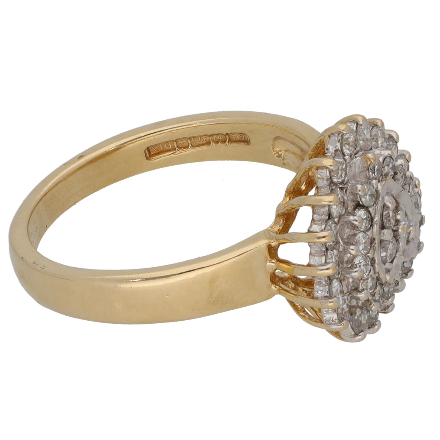 9ct Gold 0.50ct Diamond Cluster Ring Size L
