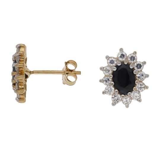 9ct Gold Sapphire & Cubic Zirconia Dress/Cocktail Earrings