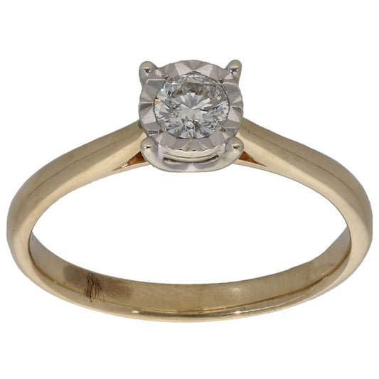 9ct Gold 0.38ct Diamond Solitaire Ring Size T