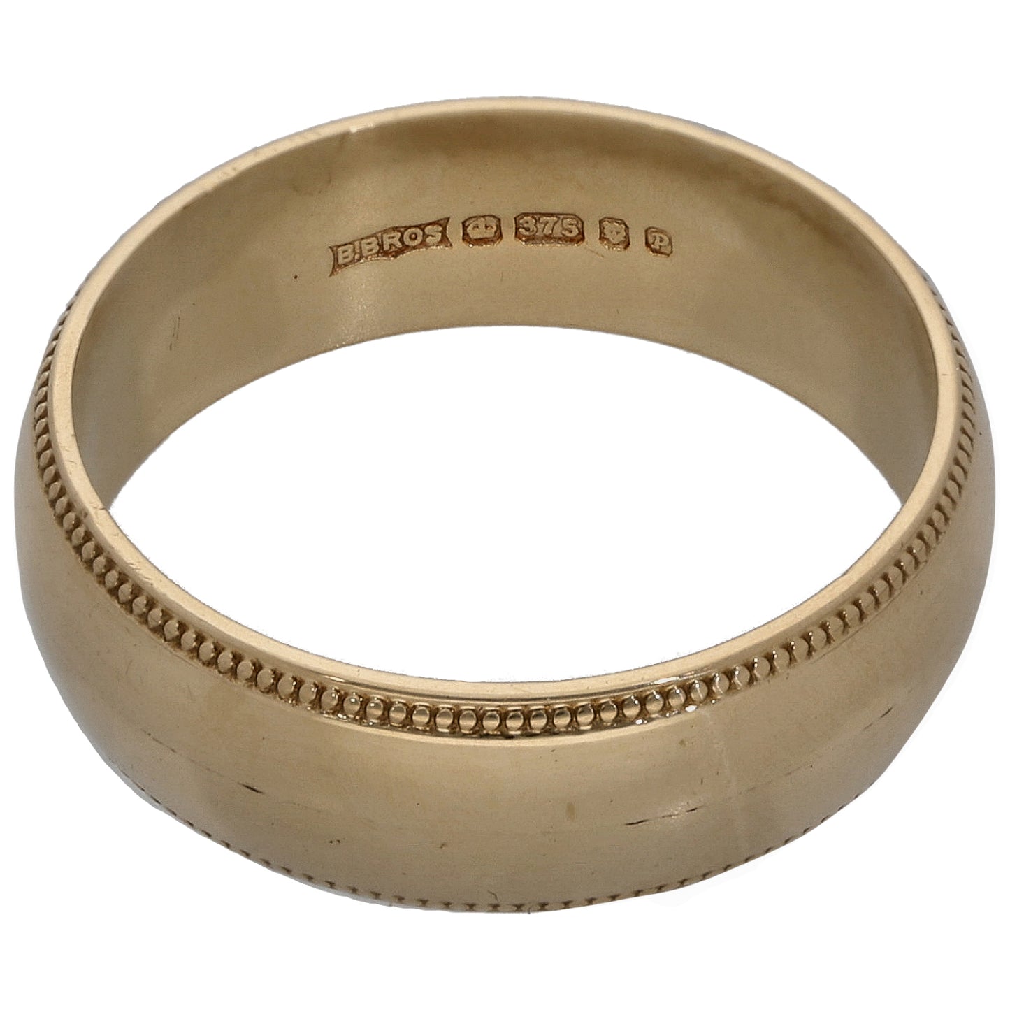9ct Gold Patterned Wedding Ring Size Q