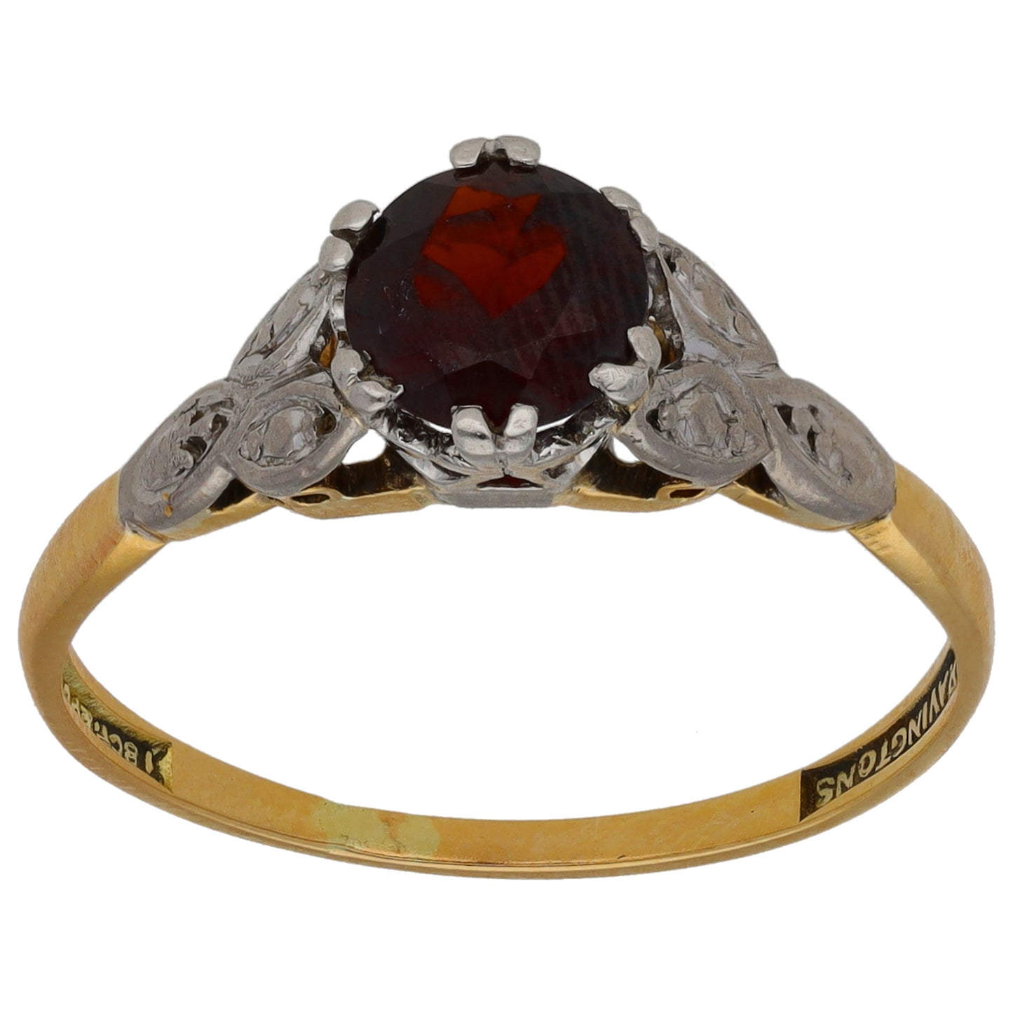 18ct Gold Garnet Single Stone Ring Size R