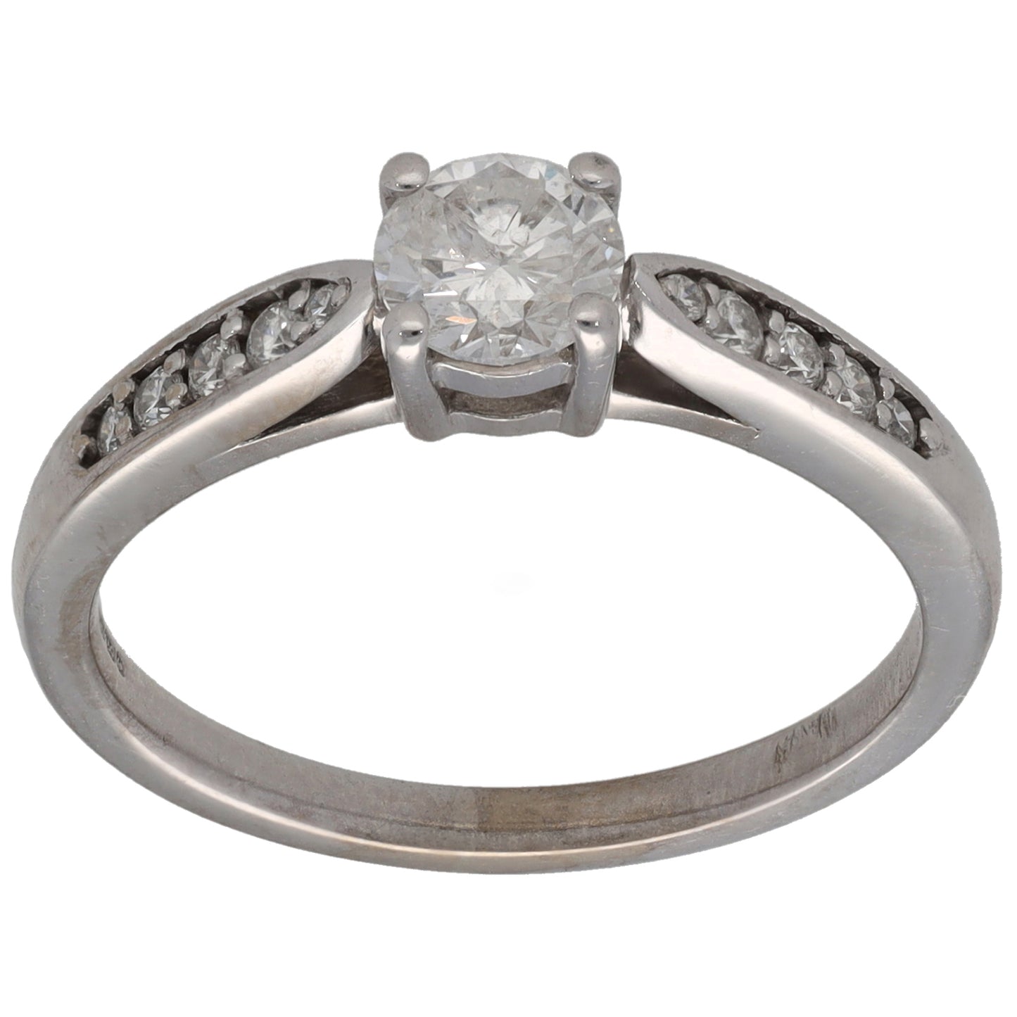 18ct White Gold 0.57ct Diamond Solitaire Ring With Accent Stones Size M