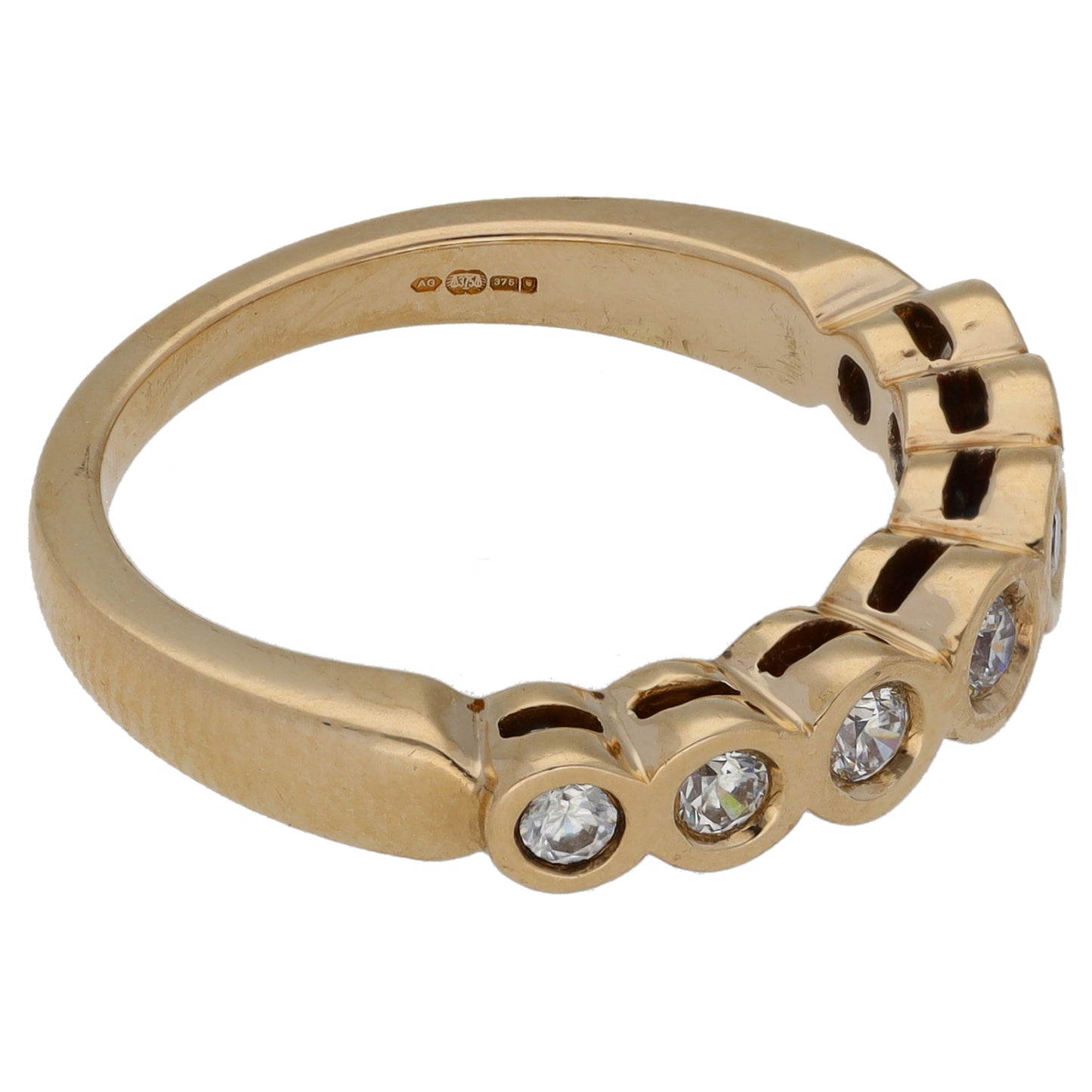 9ct Gold Cubic Zirconia Half Eternity Ring Size M