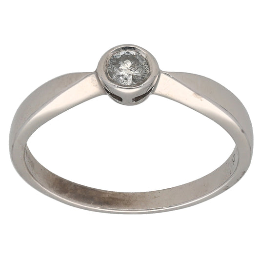 9ct White Gold 0.15ct Diamond Solitaire Ring Size N