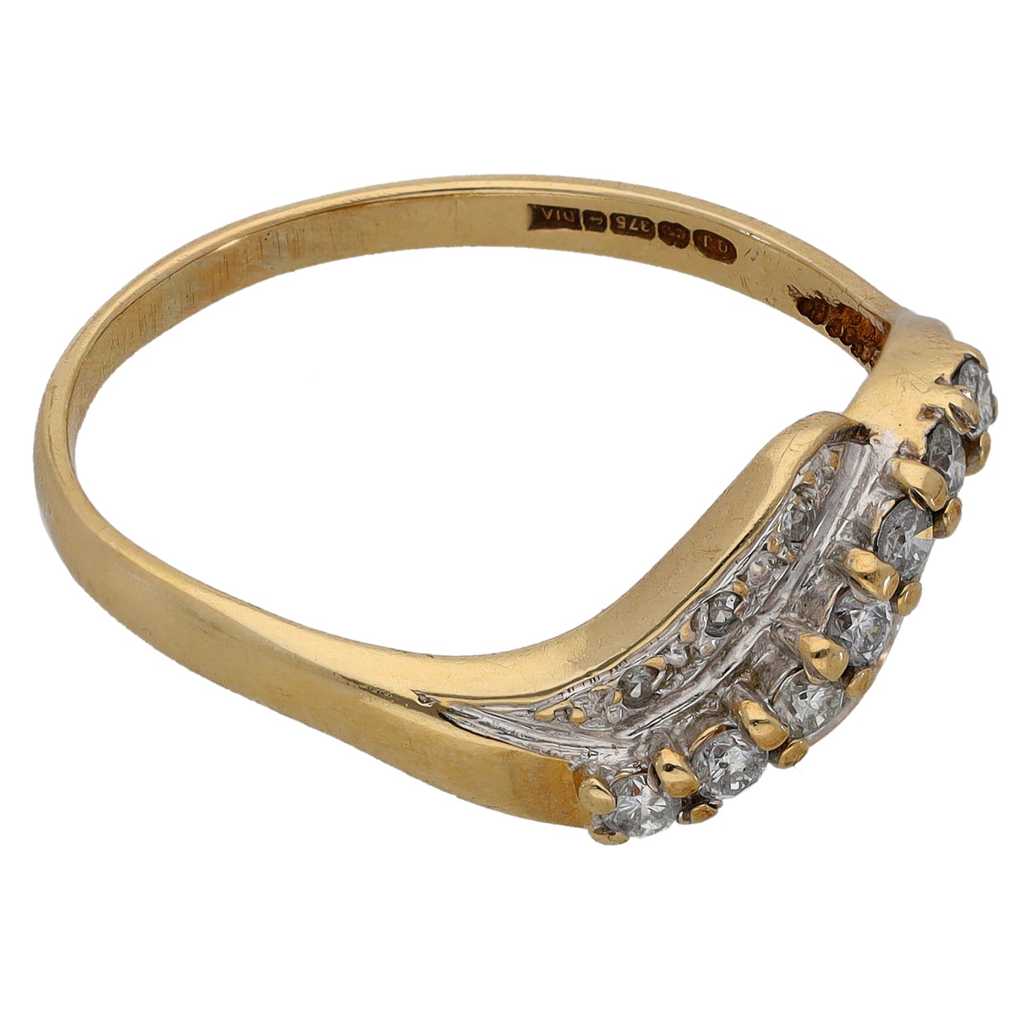 9ct Gold 0.34ct Diamond Dress/Cocktail Ring Size T