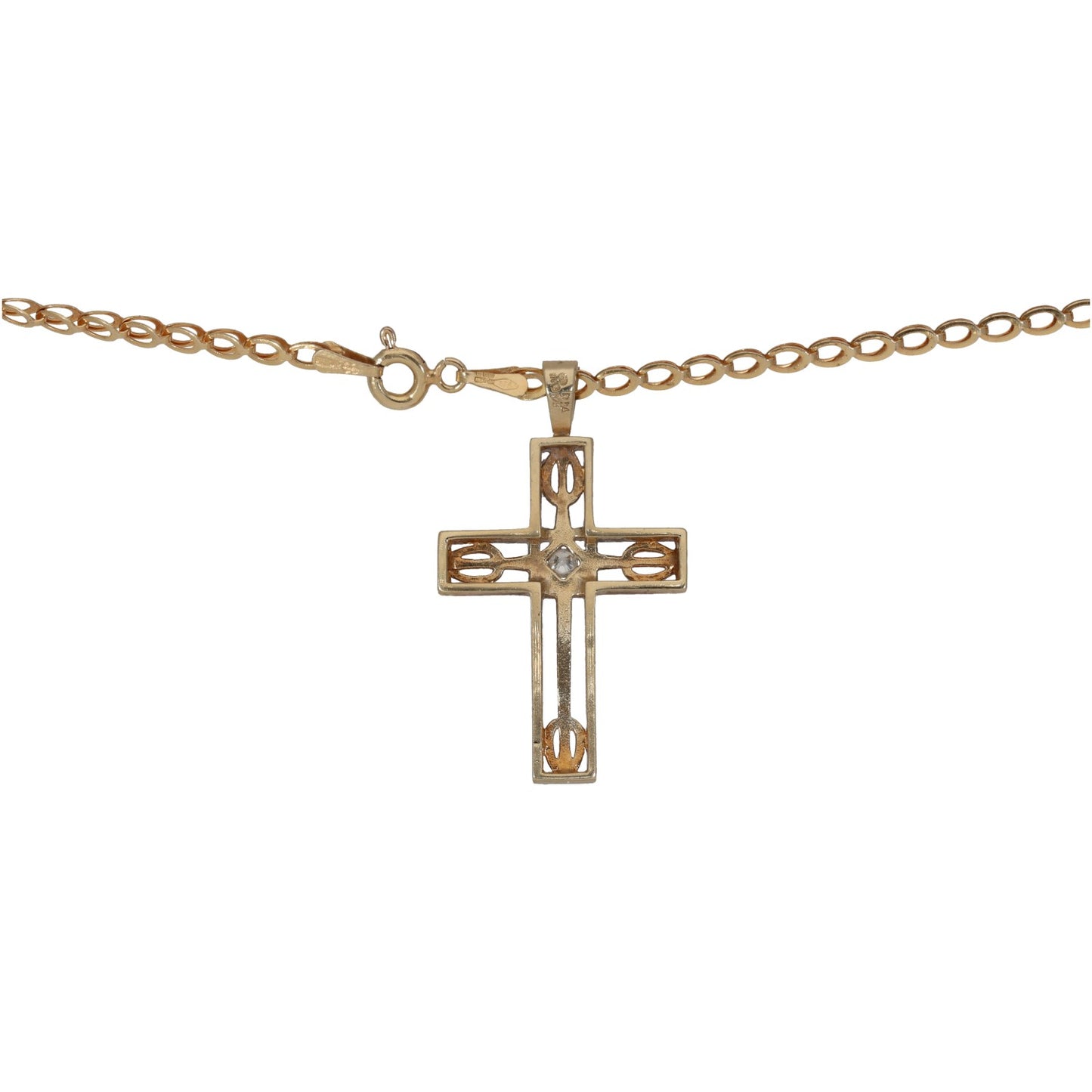 9ct Gold 0.05ct Diamond Cross Pendant With Chain