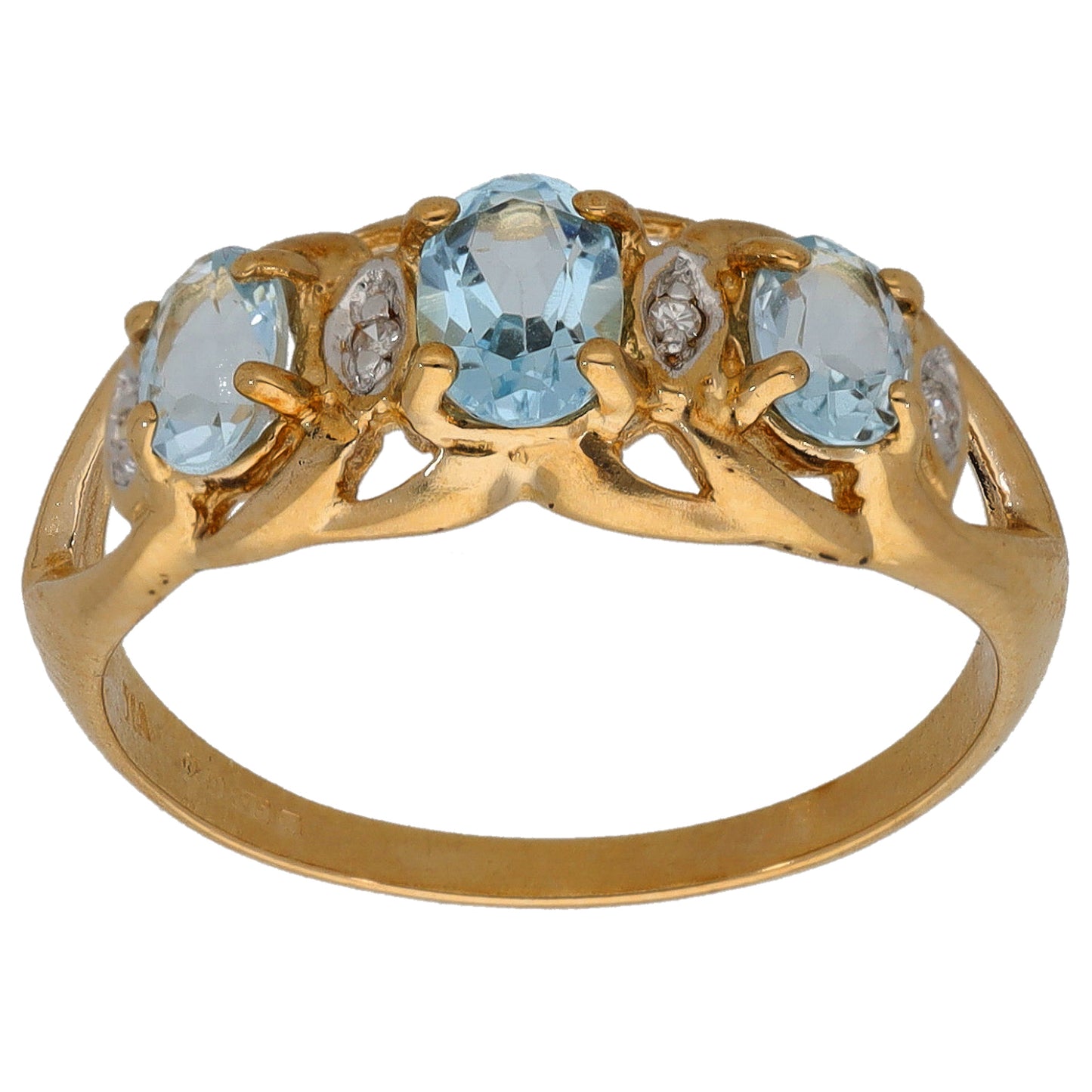 9ct Gold Topaz & 0.02ct Diamond Dress/Cocktail Ring Size O