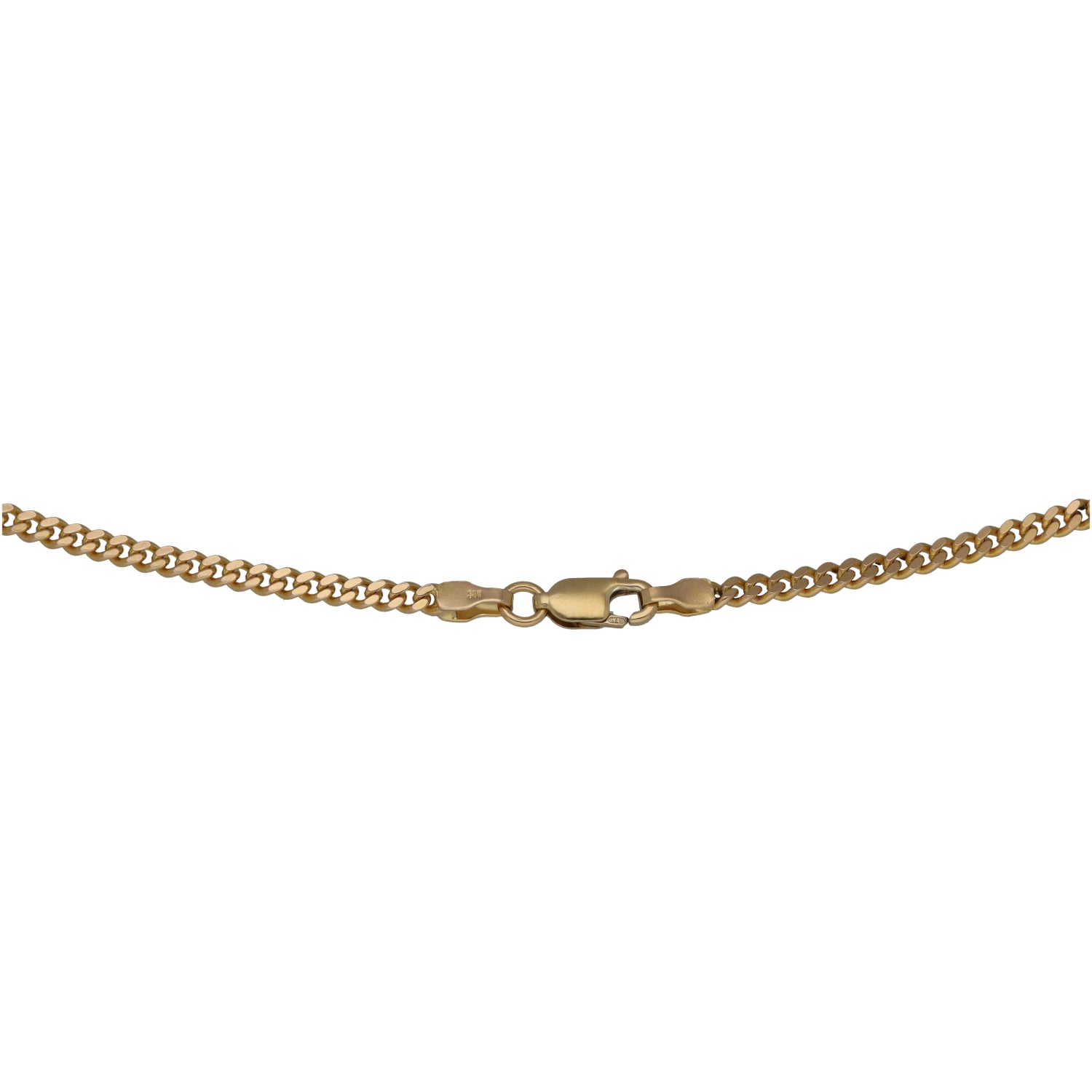9ct gold curb chain necklace with clasp, oval curb links