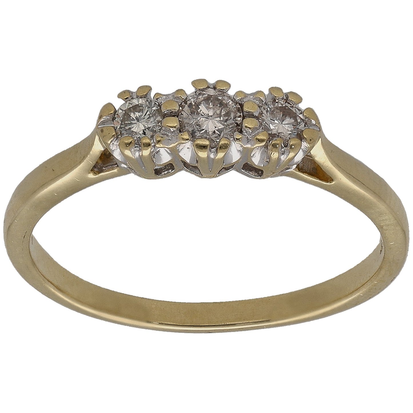 18ct Gold 0.25ct Diamond Trilogy Ring Size O