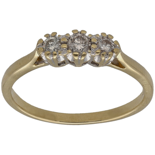 18ct Gold 0.25ct Diamond Trilogy Ring Size O