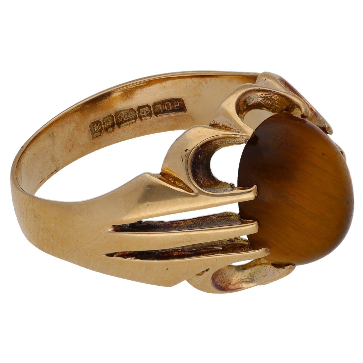 9ct Gold Tiger's Eye Single Stone Ring Size P