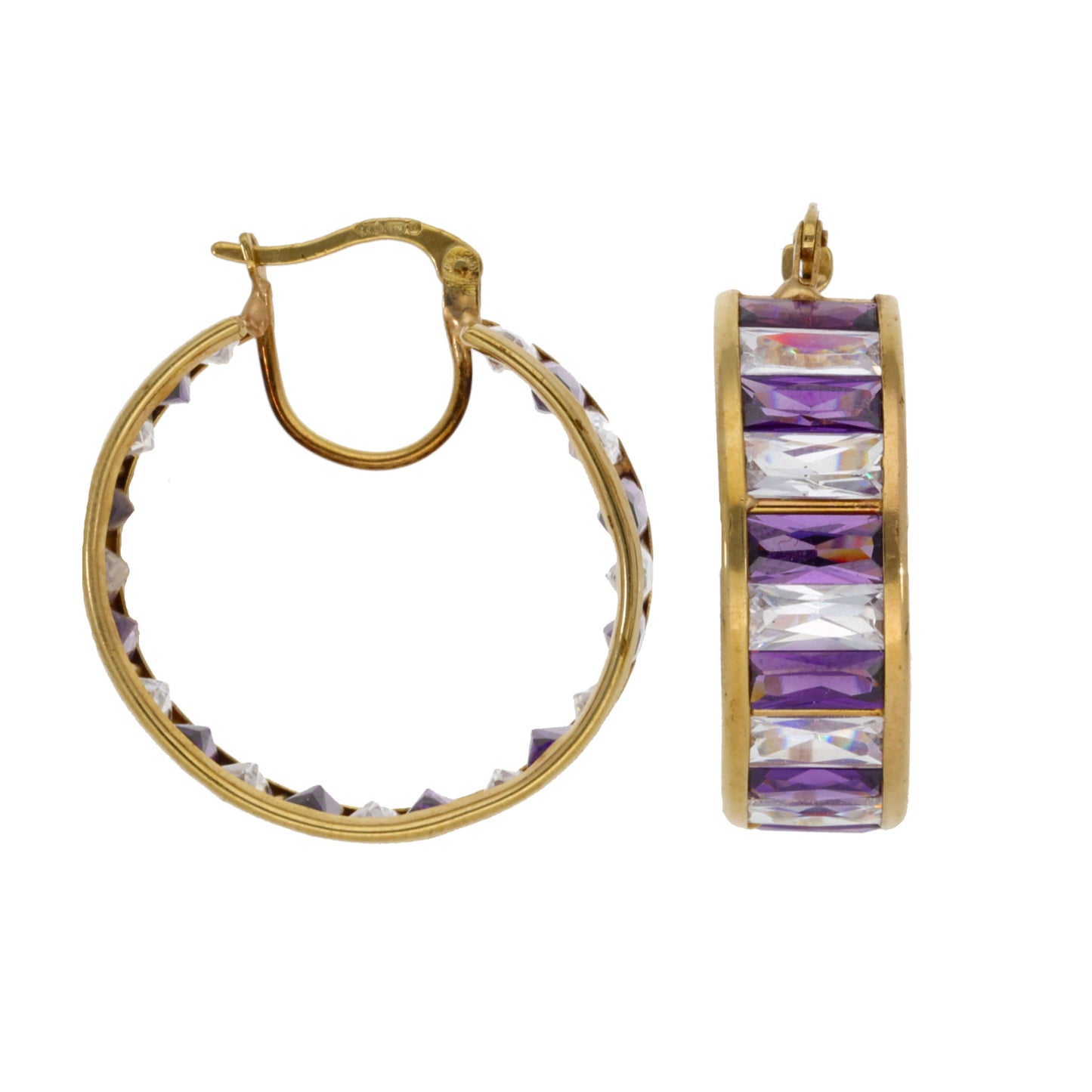 9ct Gold Cubic Zirconia Hoop Earrings
