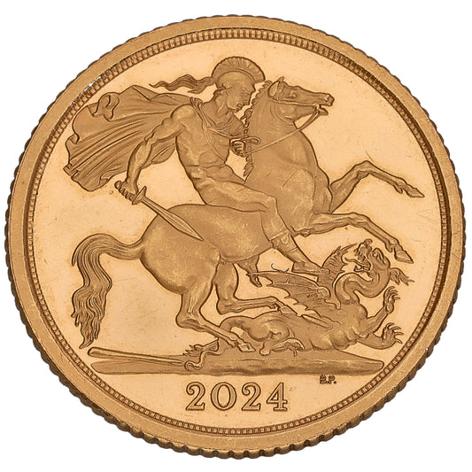 22ct Gold King Charles III Half Sovereign Coin 2024