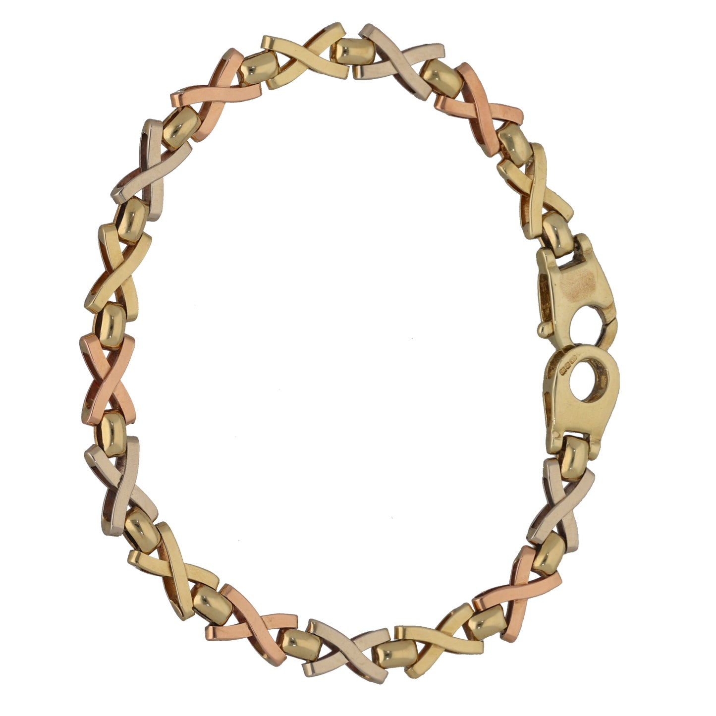 9ct Tricolour Gold Hugs & Kisses Bracelet