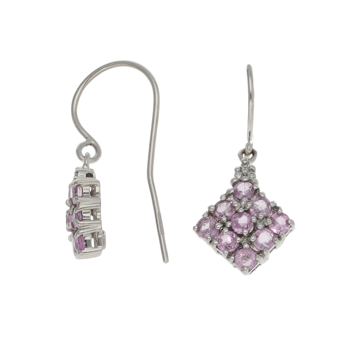 9ct White Gold Sapphire & 0.03ct Diamond Drop Earrings