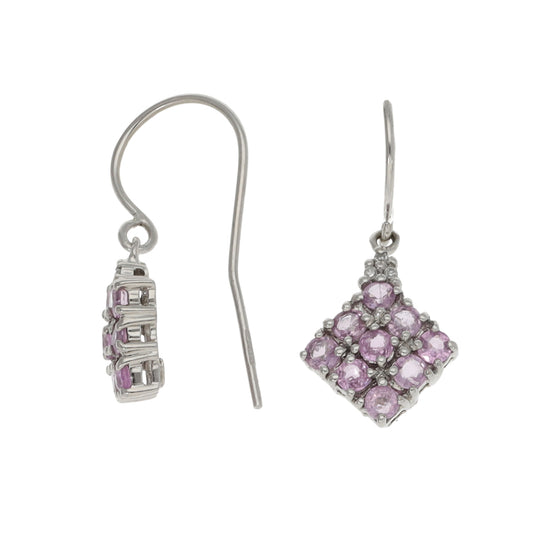 9ct White Gold Sapphire & 0.03ct Diamond Drop Earrings