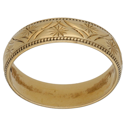 9ct Gold Patterned Wedding Ring Size N